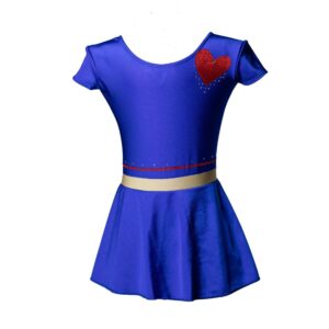 gimnastični dres vijolične barve z rdečim srcem