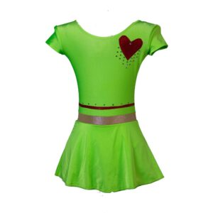 gimnastični dres vijolične barve z rdečim srcem